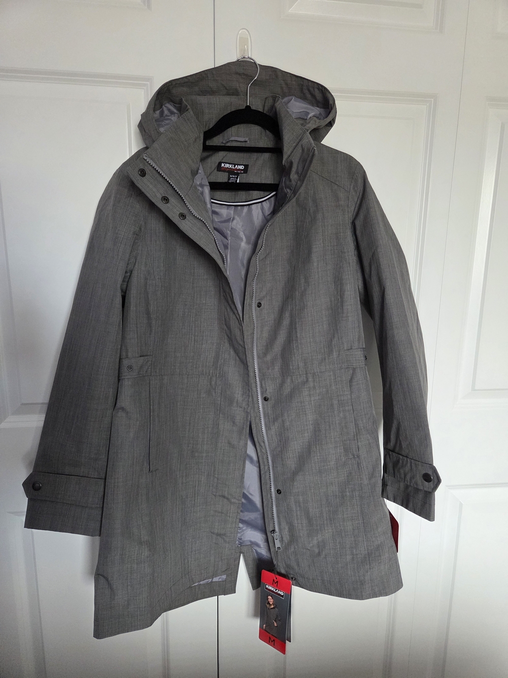 Kirkland Signature Women's Hooded Gray Raincoat
